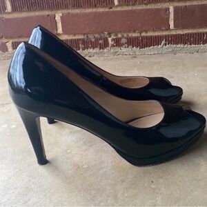 Nike Air Cole Haan Black Leather Peep Toe Pump Heels‎ Sz 9 B